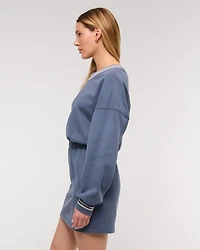 Fleece V-Neck Mini Dress