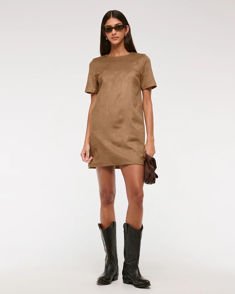 Vegan Suede T-Shirt Mini Dress
