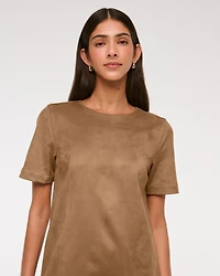Vegan Suede T-Shirt Mini Dress
