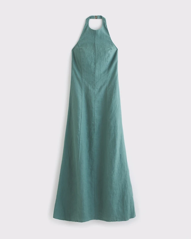 Abercrombie & Fitch Premium Linen High-Neck Maxi Dress | MainPlace Mall