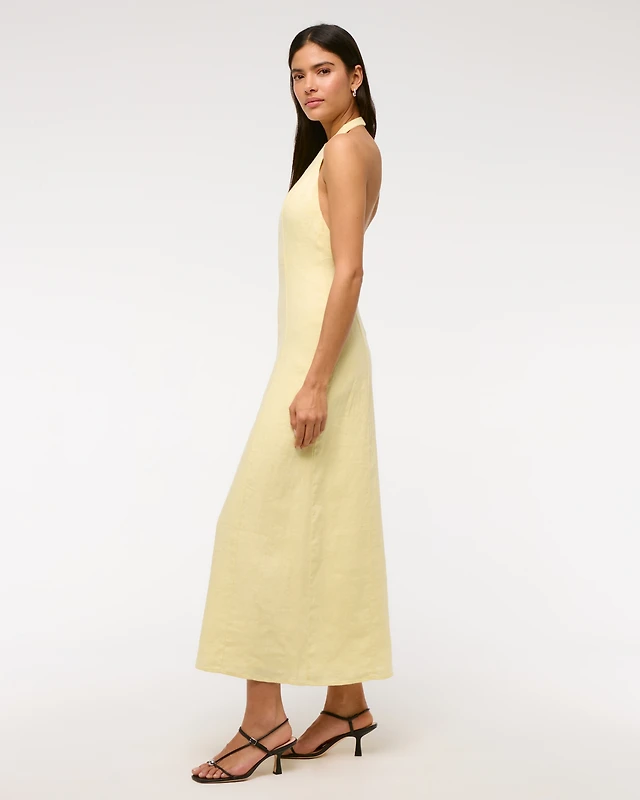 Abercrombie & Fitch Premium Linen High-Neck Maxi Dress | MainPlace Mall