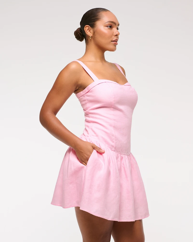 Premium Linen Drop-Waist Skort