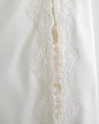 High Neck Lace Trim Midi Dress