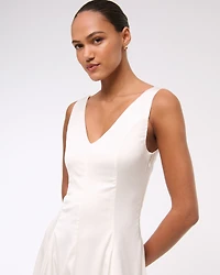 Plunge Bubble Hem Midi Dress