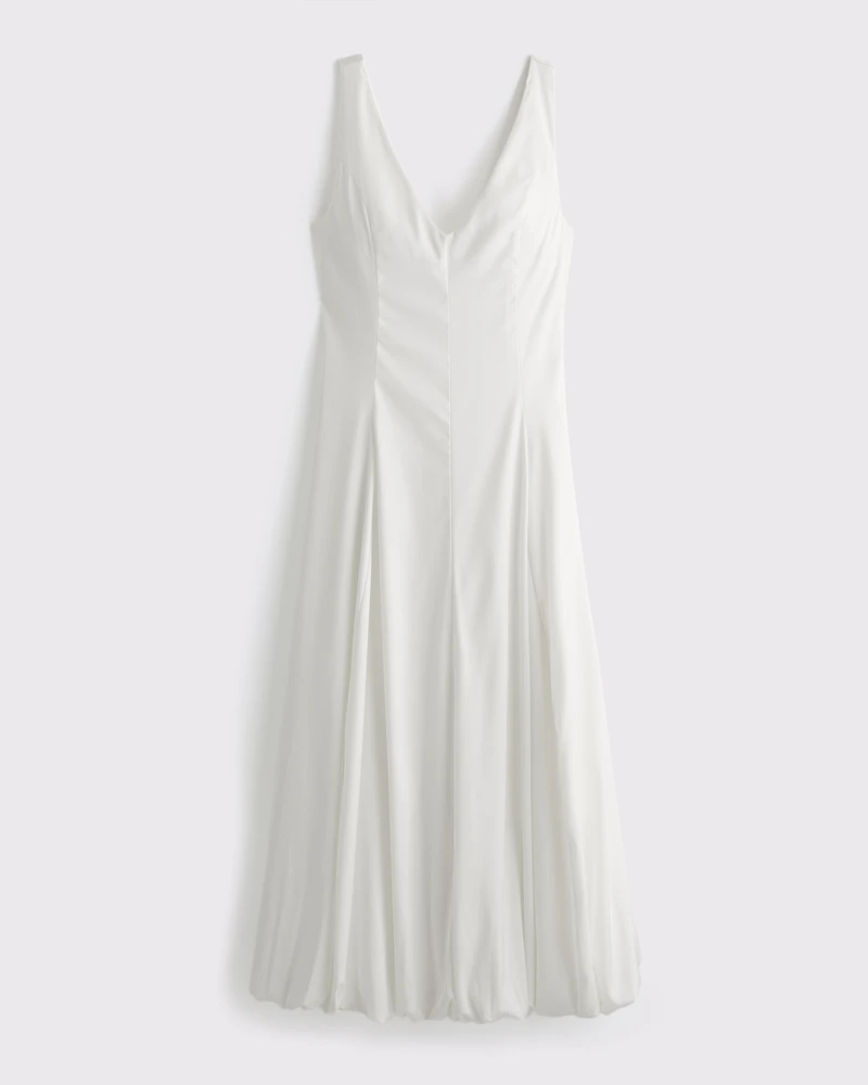 Plunge Bubble Hem Midi Dress