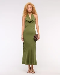 Cowl Halter Maxi Dress