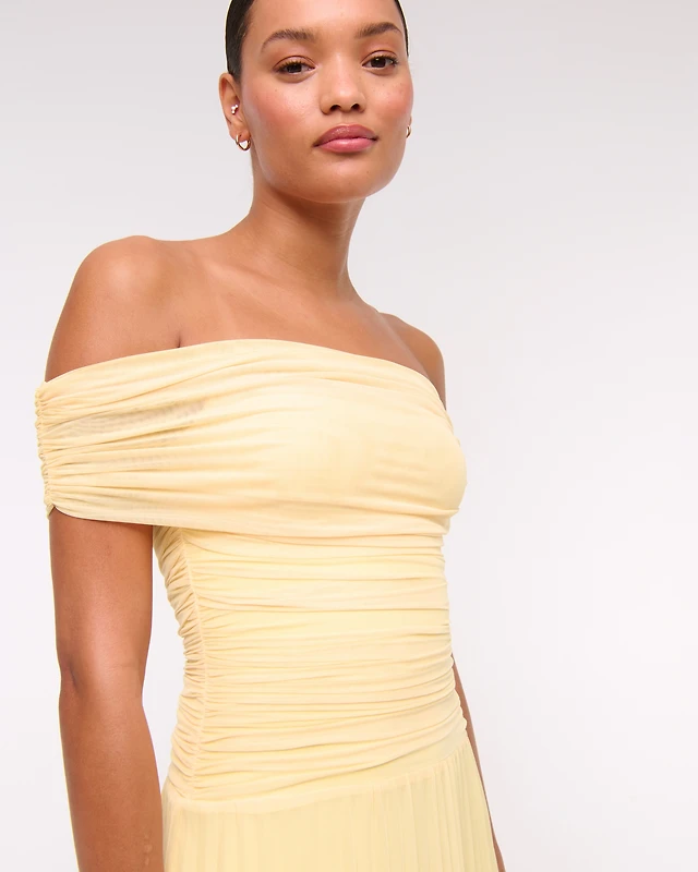 Abercrombie & Fitch The A&F Giselle Drop-Waist Mesh Maxi Dress | Arden Fair