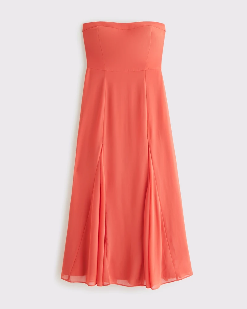 Vestido de largo medio godet sin tirantes A&F Camille