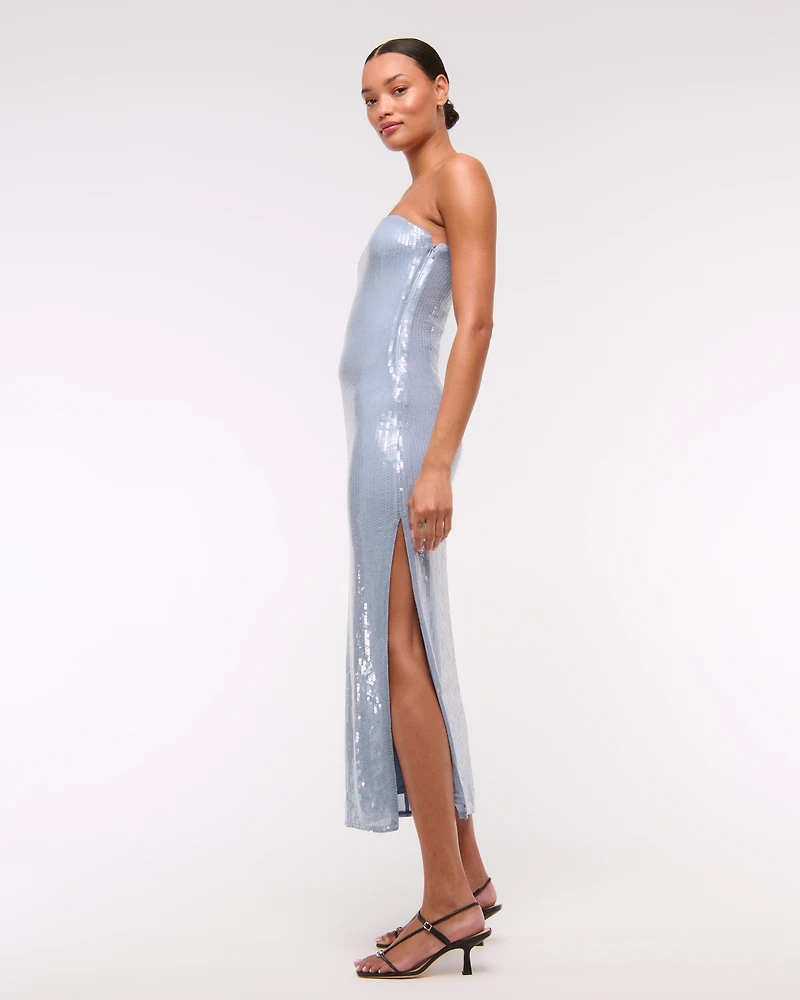 Strapless Sequin Midi Dress
