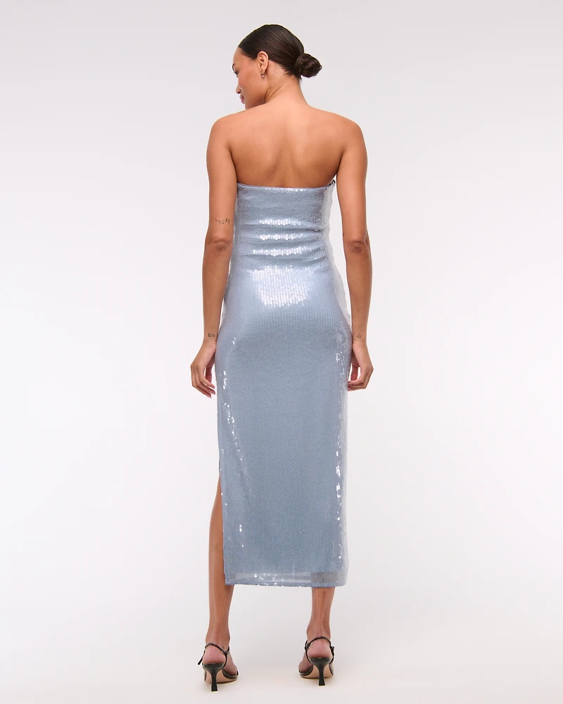 Strapless Sequin Midi Dress