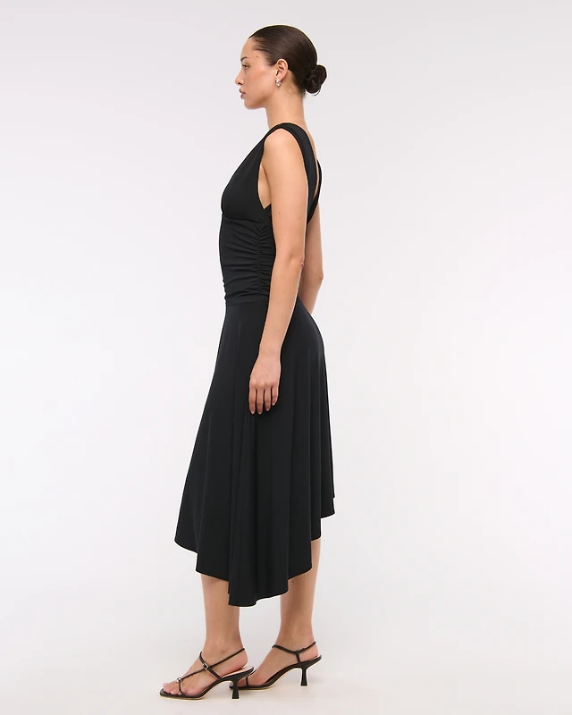 Abercrombie & Fitch Plunge Ruched Knit Midi Dress | MainPlace Mall Abercrombie & Fitch Plunge Ruched Knit Midi Dress | MainPlace Mall