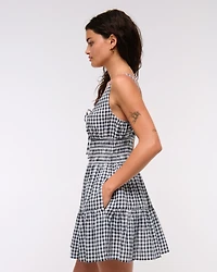 Vestido mini con escote fruncido y lazo delantero