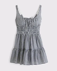 Vestido mini con escote fruncido y lazo delantero