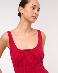 Smocked Tie-Front Mini Dress