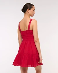 Smocked Tie-Front Mini Dress