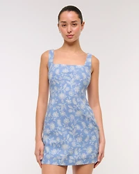 The A&F Scarlett Squareneck Linen-Blend Skort