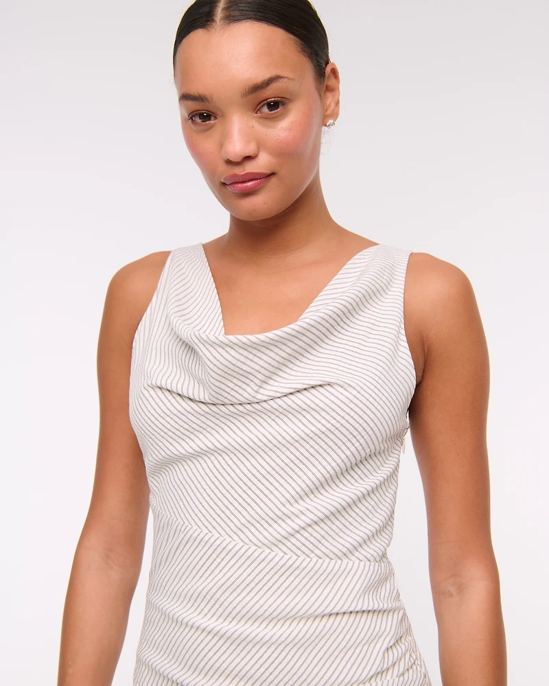 Cowl Neck Draped Mini Dress