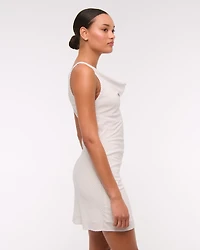 Cowl Neck Draped Mini Dress