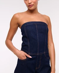 Strapless Denim Romper