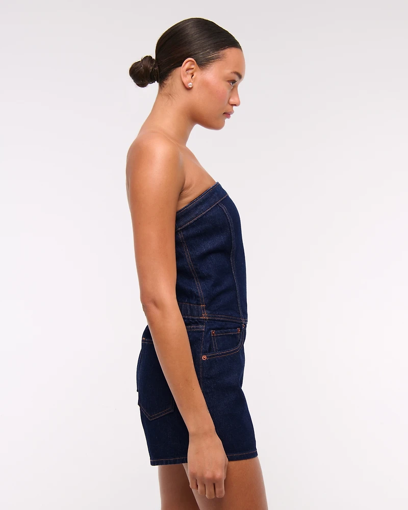 Strapless Denim Romper