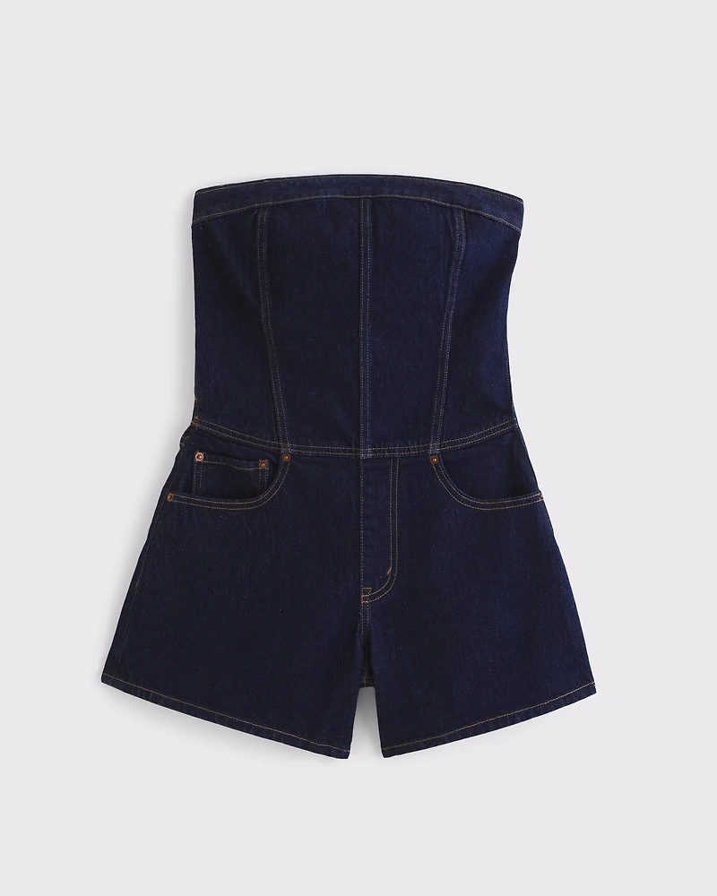 Strapless Denim Romper