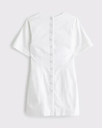 Short-Sleeve Linen-Blend Button Mini Dress