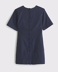 Short-Sleeve Linen-Blend Button Mini Dress