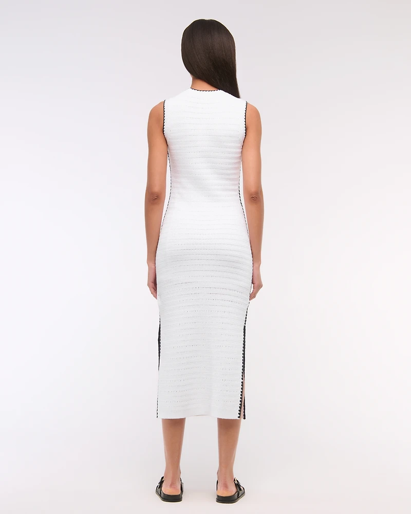 Crochet-Style Crew Midi Dress