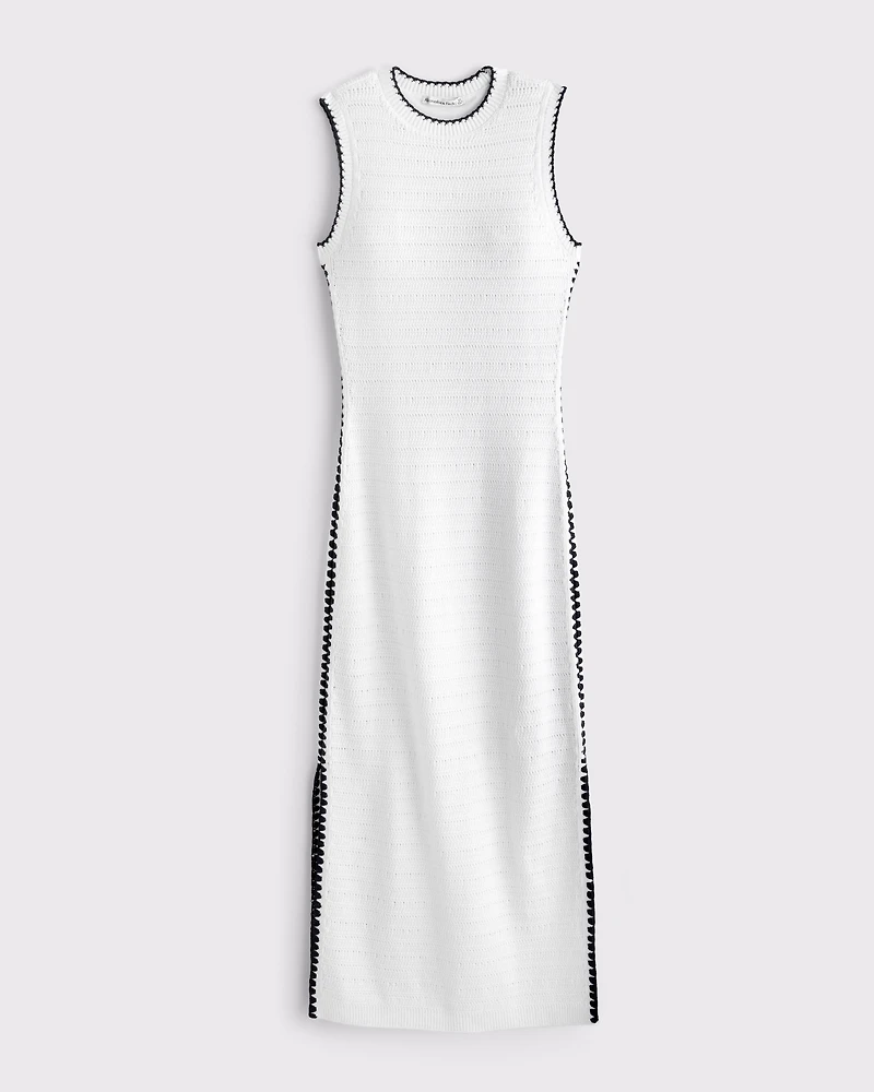 Crochet-Style Crew Midi Dress