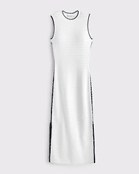 Crochet-Style Crew Midi Dress