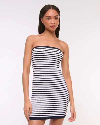 Crochet-Style Strapless Mini Dress