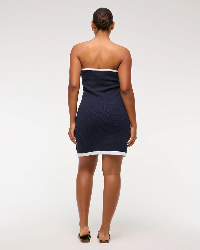 Crochet-Style Strapless Mini Dress