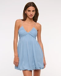 Sheer Bubble Hem Mini Dress