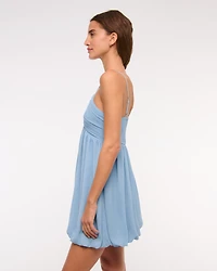 Sheer Bubble Hem Mini Dress