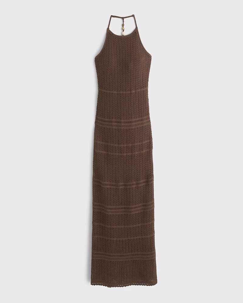 Beaded Crochet-Style Maxi Dress