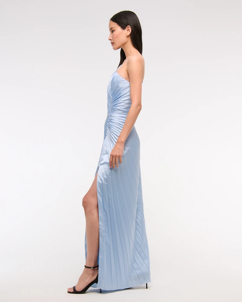 The A&F Giselle Pleated One-Shoulder Cutout Maxi Dress