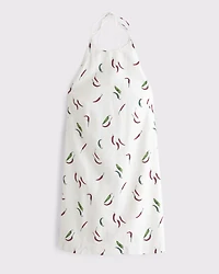 Open-Back Halter Linen-Blend Mini Dress