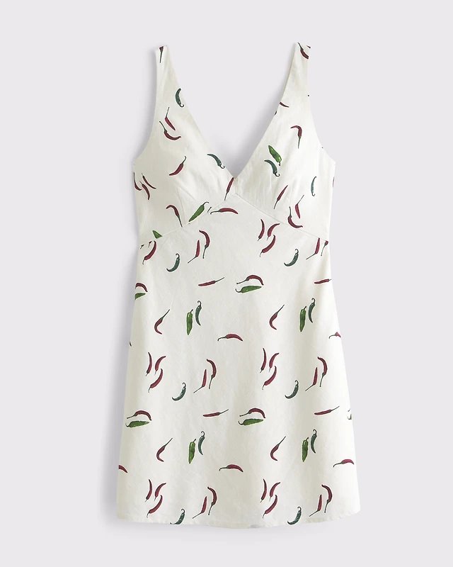 Abercrombie & Fitch Linen-Blend V-Neck Column Midi Dress | MainPlace Mall