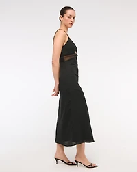 Tie-Back Sheer Slip Midi Dress