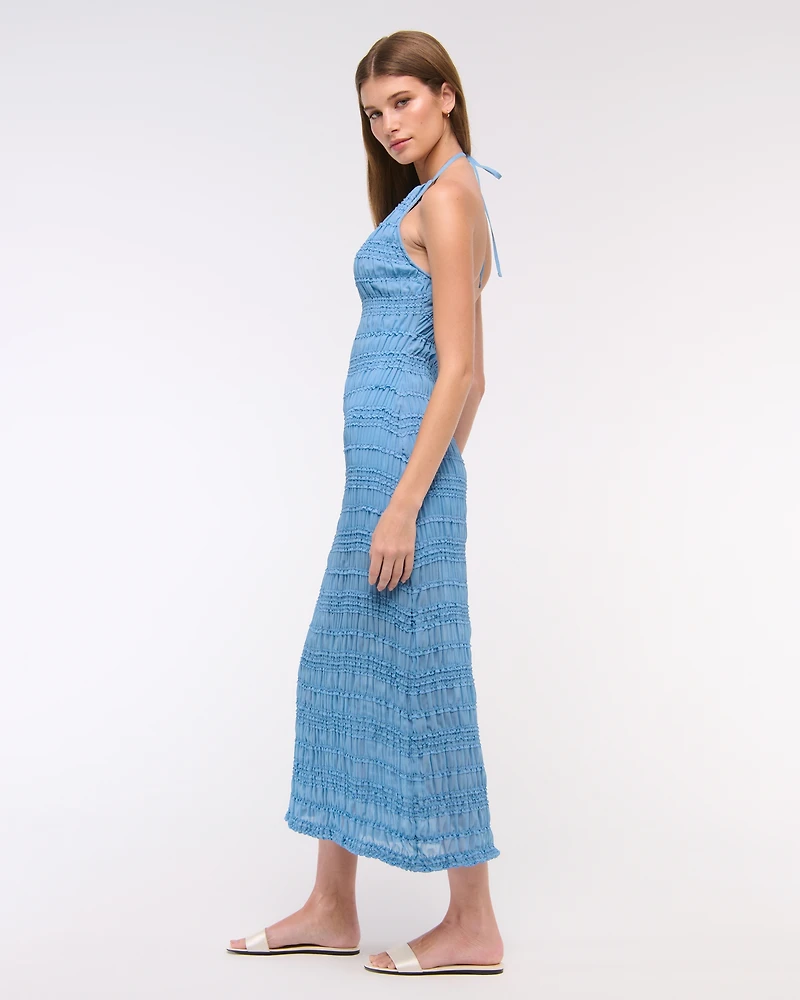 Halter Ruched Maxi Dress