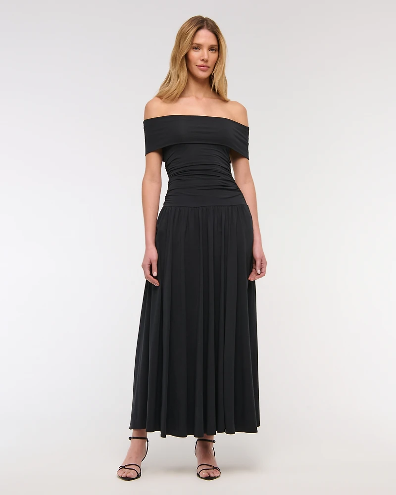 Off-The-Shoulder Knit Maxi Dress