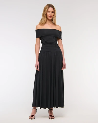 Off-The-Shoulder Knit Maxi Dress