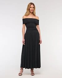 Off-The-Shoulder Knit Maxi Dress