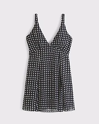 V-Neck Twist Godet Mini Dress