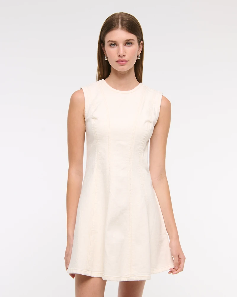 The A&F Mila High-Neck Denim Mini Dress