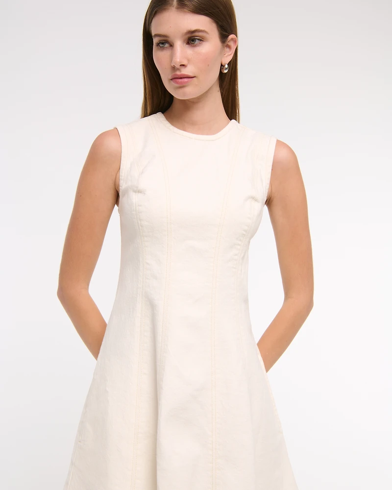 The A&F Mila High-Neck Denim Mini Dress