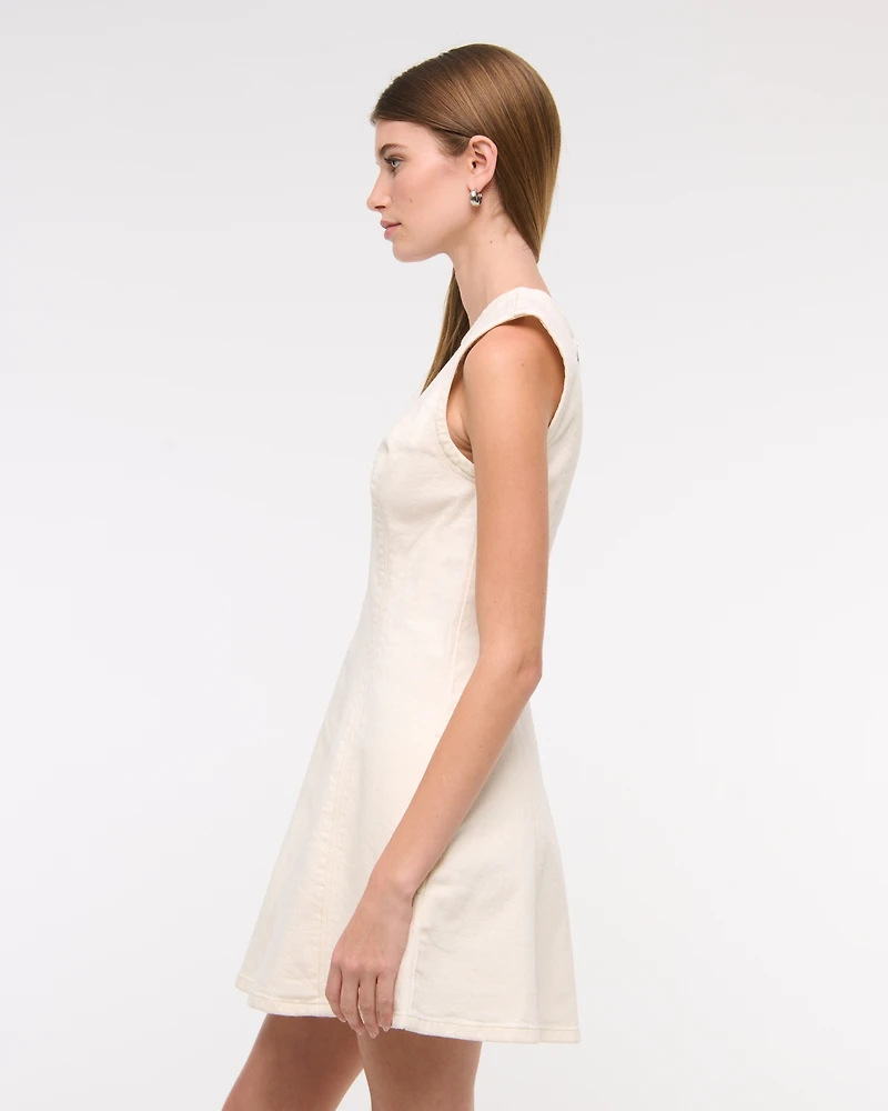 The A&F Mila High-Neck Denim Mini Dress
