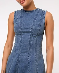 The A&F Mila High-Neck Denim Mini Dress