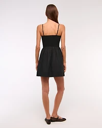 Dipped-Waist Smocked Mini Dress