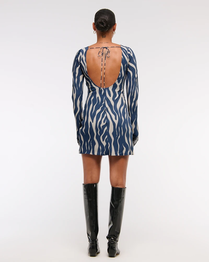 Long-Sleeve Slip Mini Dress